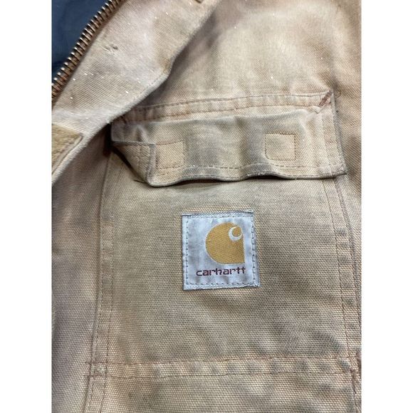 Vintage Dirty Distressed Carhartt Canvas Jacket XLarge Beige/ Mocha - Picture 2 of 13